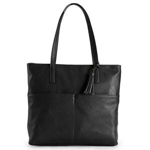 Sonoma Black Leather Tassel Tote